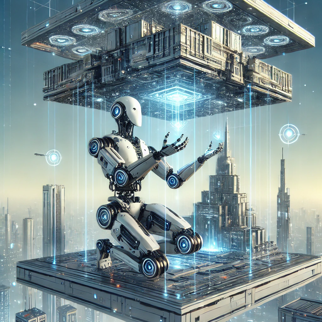 dalle-2025-02-12-09.45.13---a-futuristic-scene-of-a-humanoid-robot-constructing-a-floating-building.-the-robot-has-a-sleek-and-modern-design-with-mechanical-arms-extending-to-ass