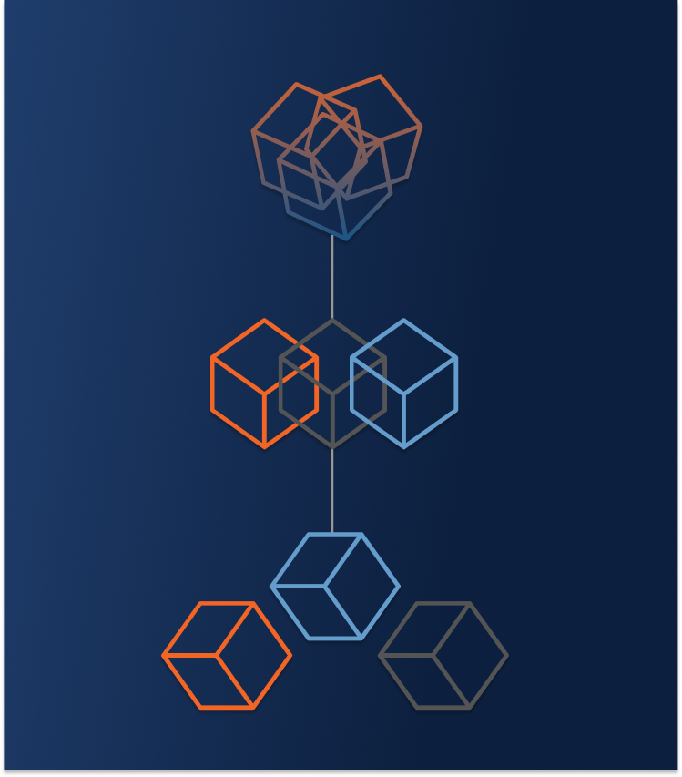 Graphic of cubes being separated to represent AI compliance