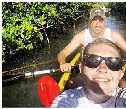 A man and woman kayaking